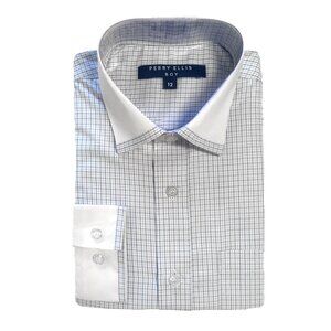 Poshers Exclusive! Boys Perry Ellis Dress Shirt w/ Tie Slim Fit, Blue